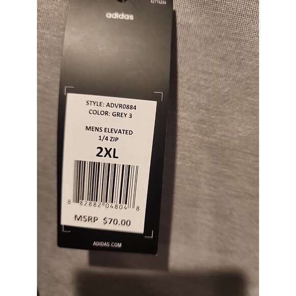 ADIDAS XXL mens 1/4 zip pullover 2xl elevated gray golf sweater sweatshirt new - Picture 5 of 7